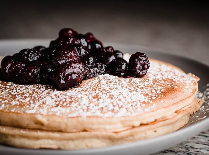 Buttermilk Pancakes with Fruit Compote at Raleigh's Flask & Beaker