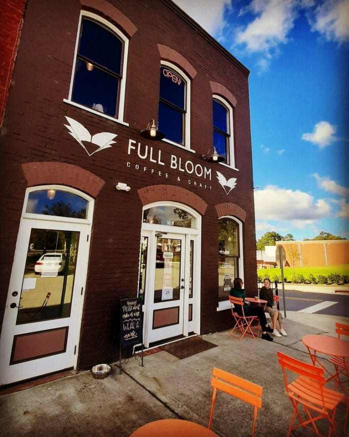 The exterior of Full Bloom, one of the best coffee shops in Raleigh, NC