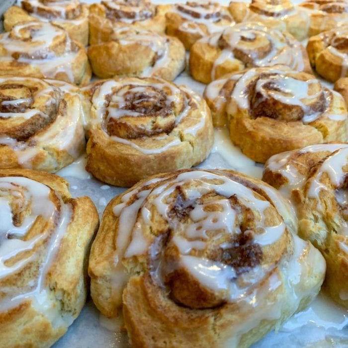 Handmade cinnamon rolls served at The Morning Times, one of the best coffee shops in Raleigh, NC.